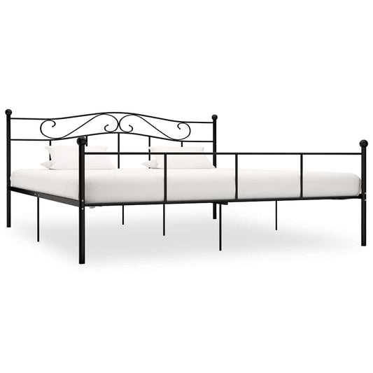 Bed Frame without Mattress Black Metal 180x200 cm Super King