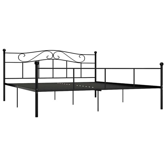 Bed Frame without Mattress Black Metal 180x200 cm Super King