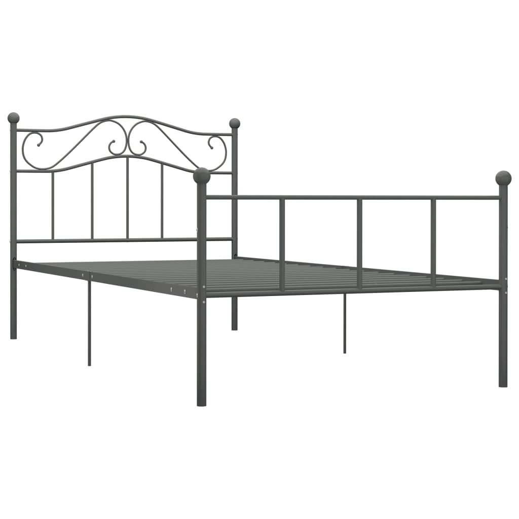 Bed Frame | Grey | Metal | Single | Durable | Bed Frame | Rectangular