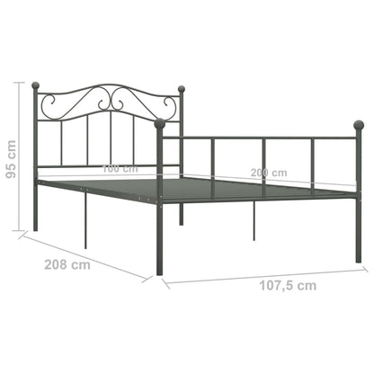 Bed Frame | Grey | Metal | Single | Durable | Bed Frame | Rectangular