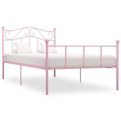 Bed Frame | Pink | Metal | Single | Durable | Bed Frame | Rectangular