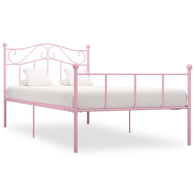 284537 vidaXL Bed Frame without Mattress Pink Metal 90x200 cm