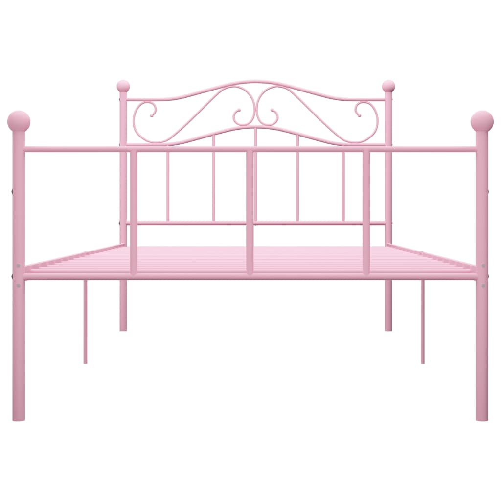 Bed Frame | Pink | Metal | Single | Durable | Bed Frame | Rectangular