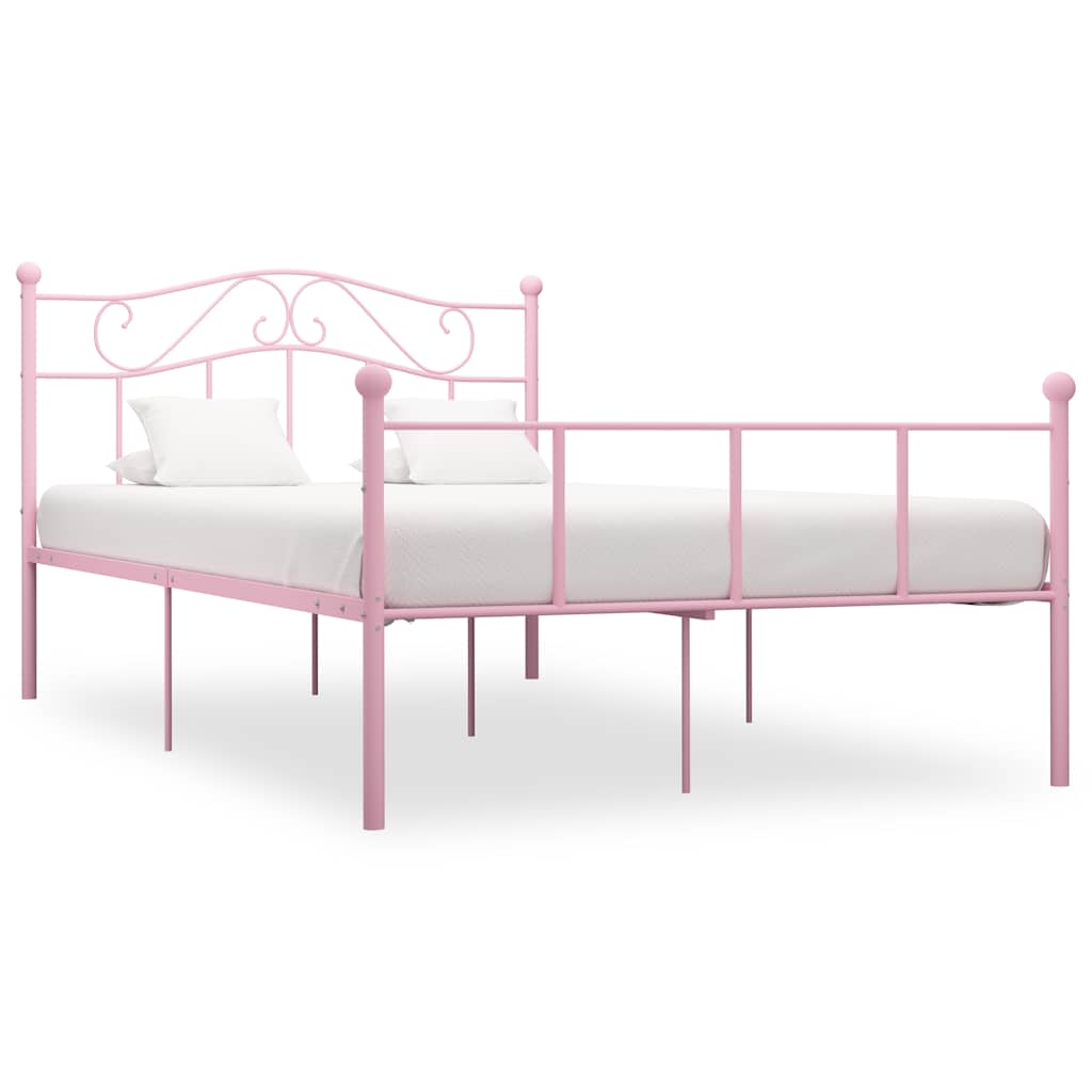 Bed Frame without Mattress Pink Metal 120x200 cm