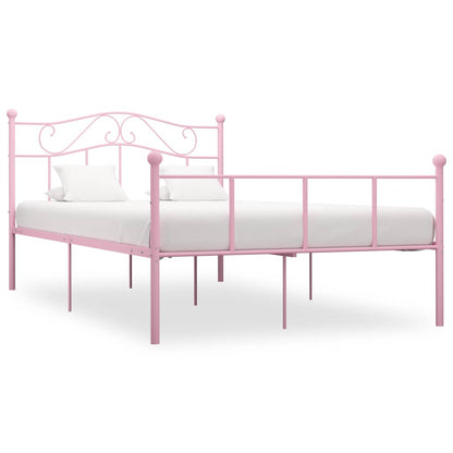 Bed Frame without Mattress Pink Metal 120x200 cm