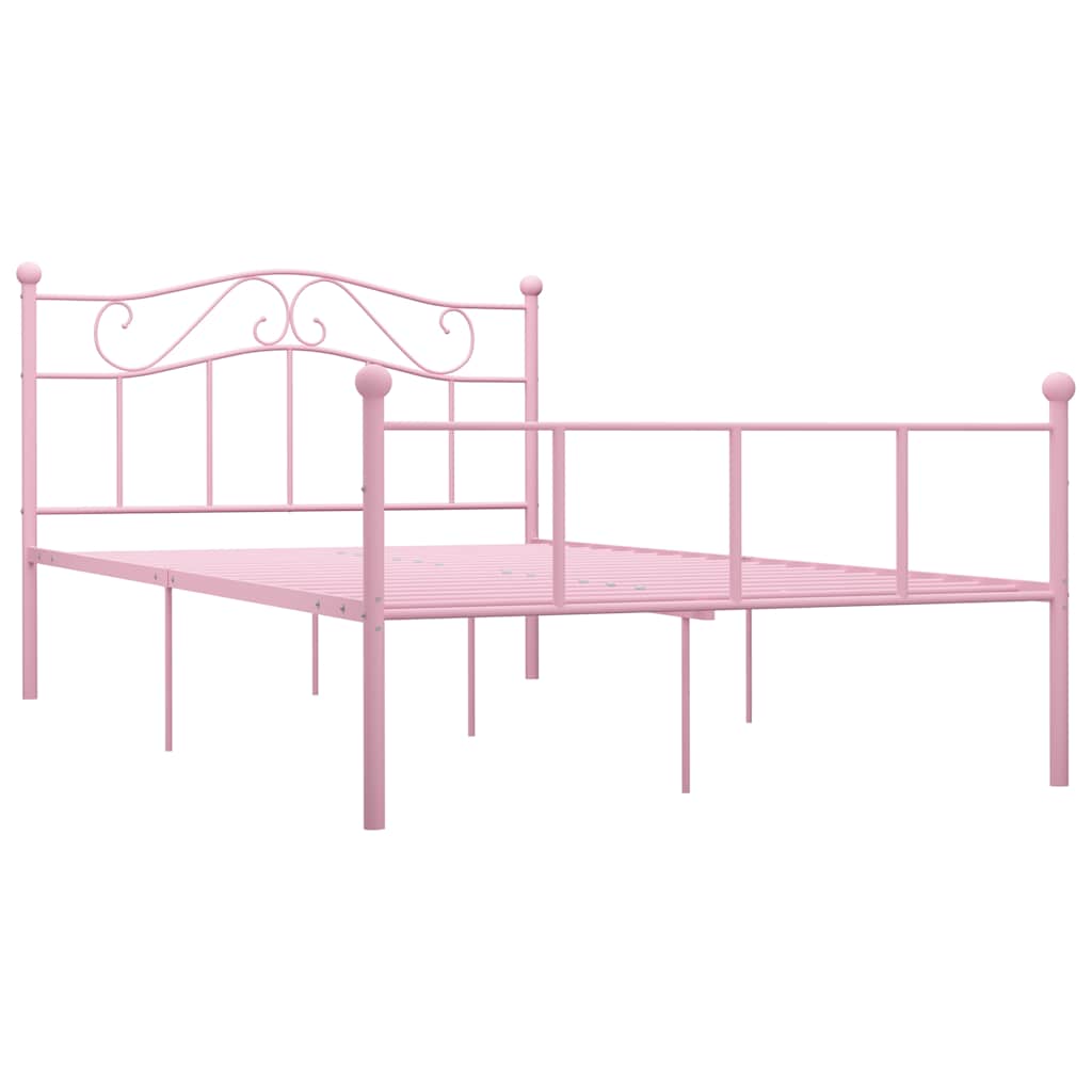 Bed Frame without Mattress Pink Metal 120x200 cm