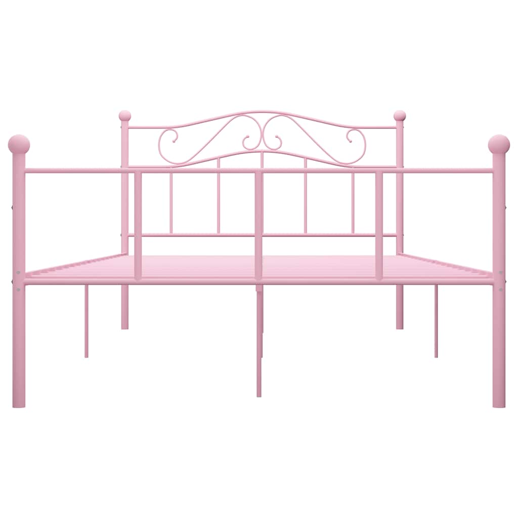 Bed Frame without Mattress Pink Metal 120x200 cm