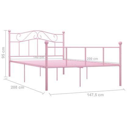 Bed Frame | Pink | Metal | Double | Sturdy | Rectangular | Traditional