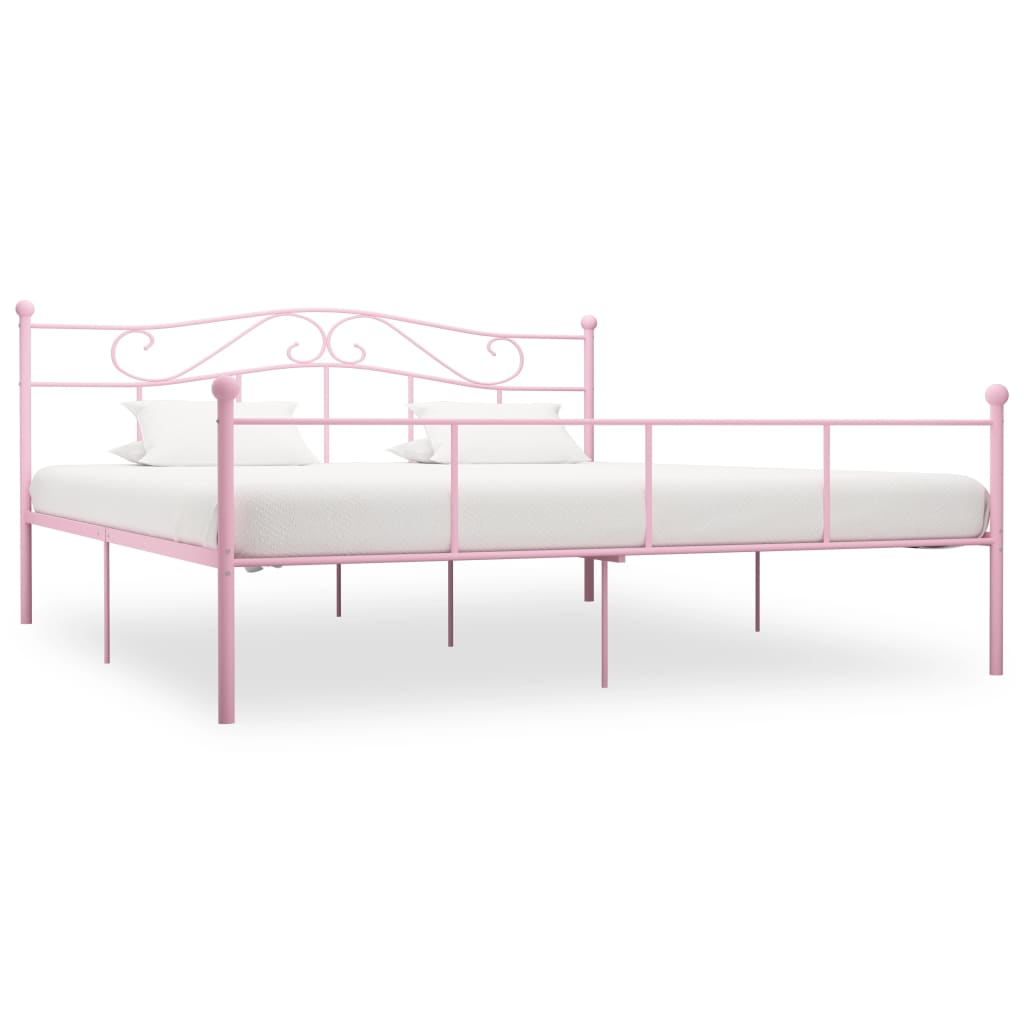 284542 vidaXL Bed Frame without Mattress Pink Metal 180x200 cm Super King