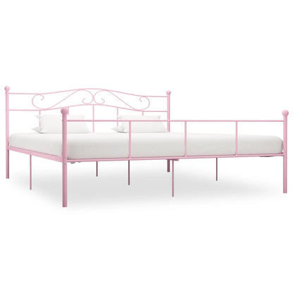 284542 vidaXL Bed Frame without Mattress Pink Metal 180x200 cm Super King