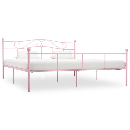 284542 vidaXL Bed Frame without Mattress Pink Metal 180x200 cm Super King