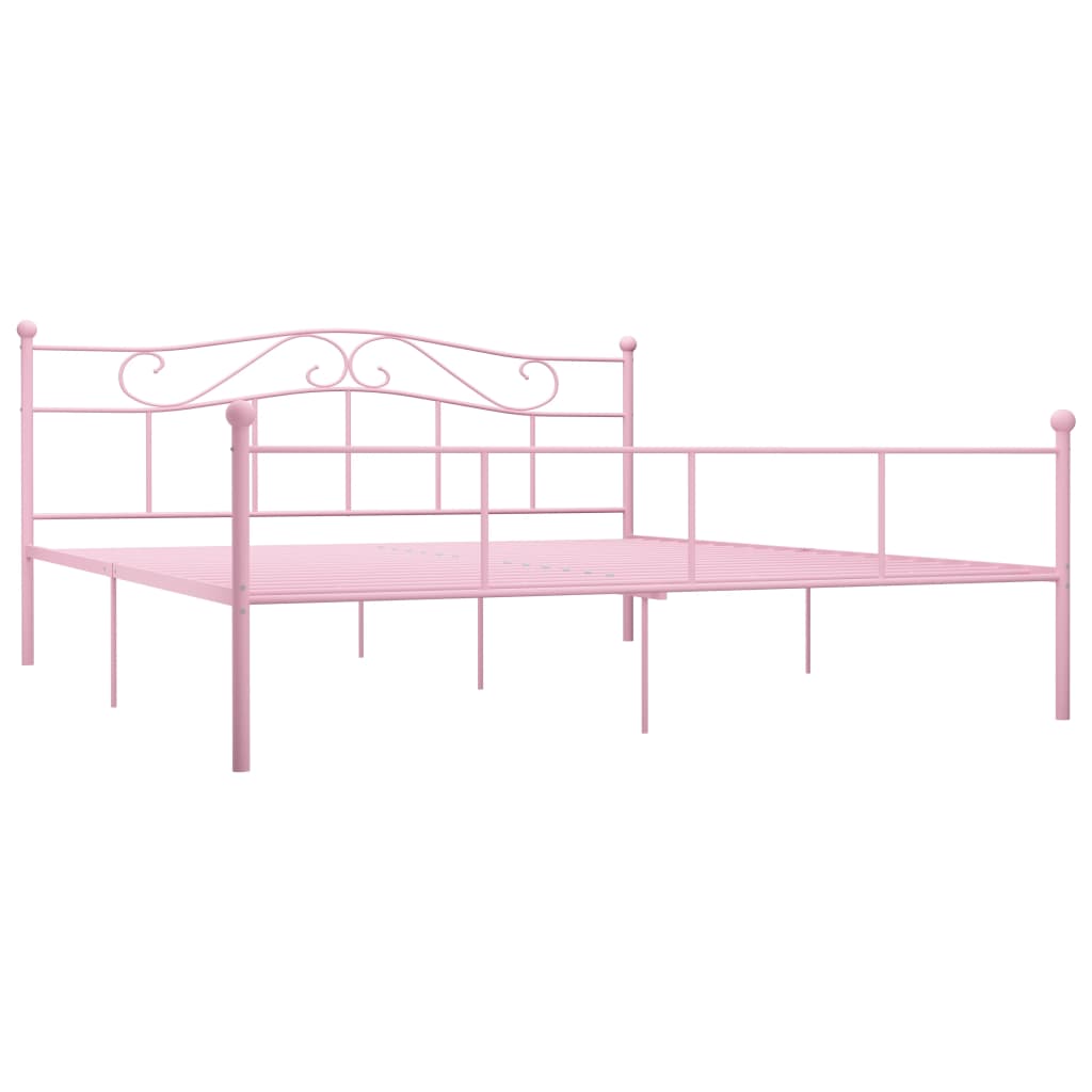 284542 vidaXL Bed Frame without Mattress Pink Metal 180x200 cm Super King