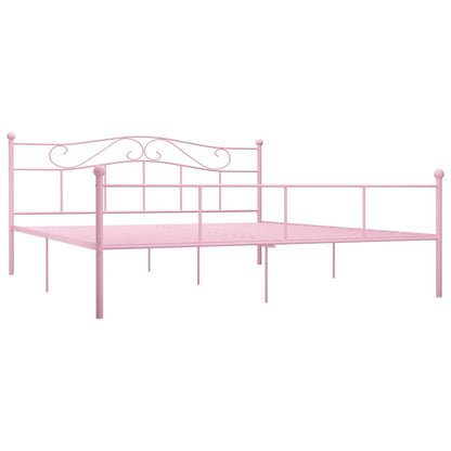 284542 vidaXL Bed Frame without Mattress Pink Metal 180x200 cm Super King