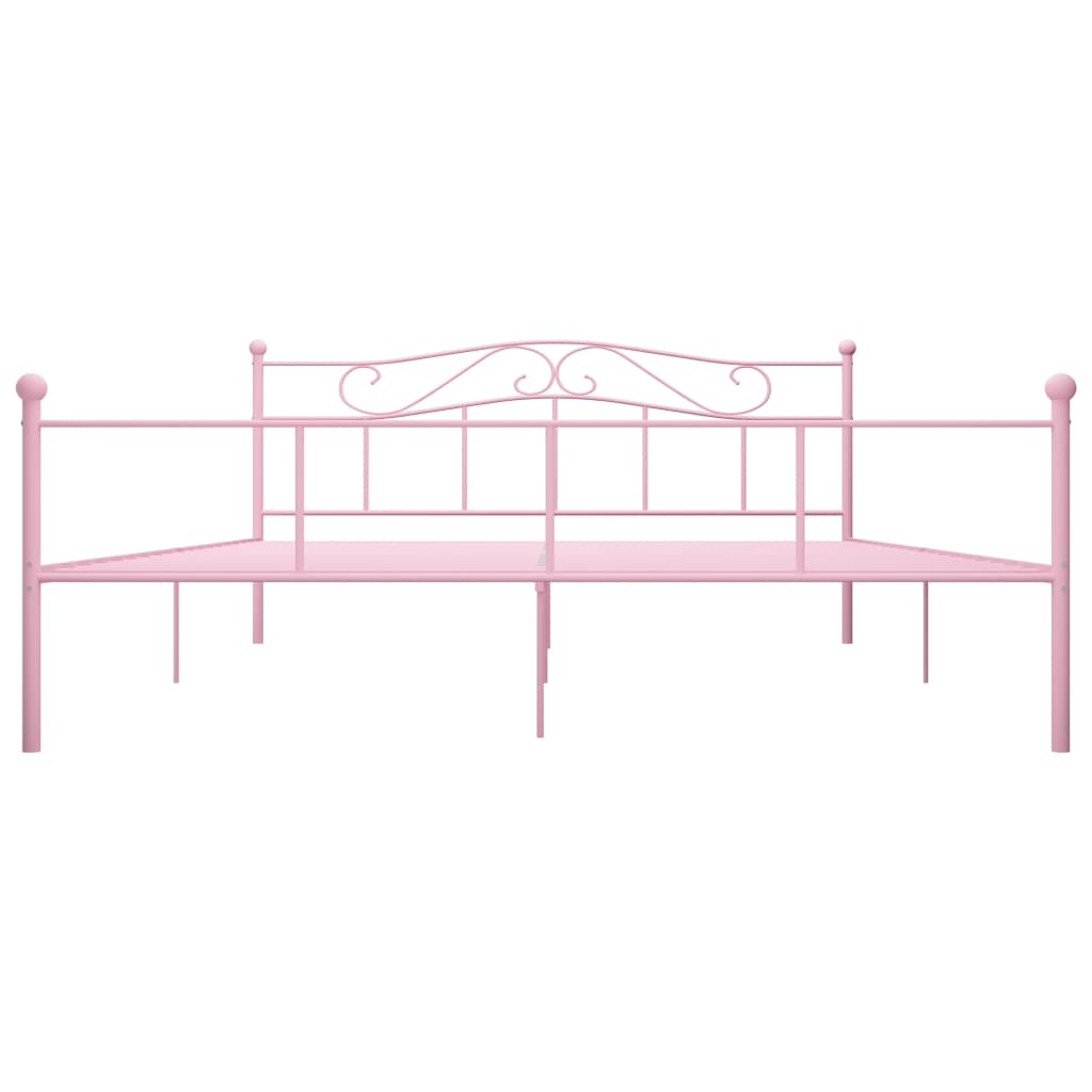 284542 vidaXL Bed Frame without Mattress Pink Metal 180x200 cm Super King