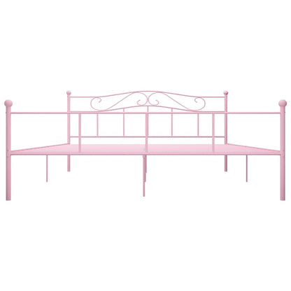 284542 vidaXL Bed Frame without Mattress Pink Metal 180x200 cm Super King