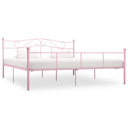 284543 vidaXL Bed Frame without Mattress Pink Metal 200x200 cm