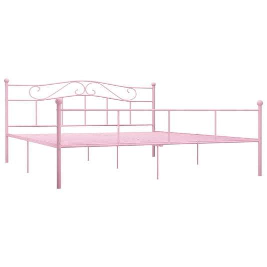 284543 vidaXL Bed Frame without Mattress Pink Metal 200x200 cm