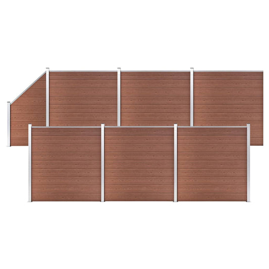 WPC Fence Set 6 Square + 1 Slanted 1138x186 cm Brown