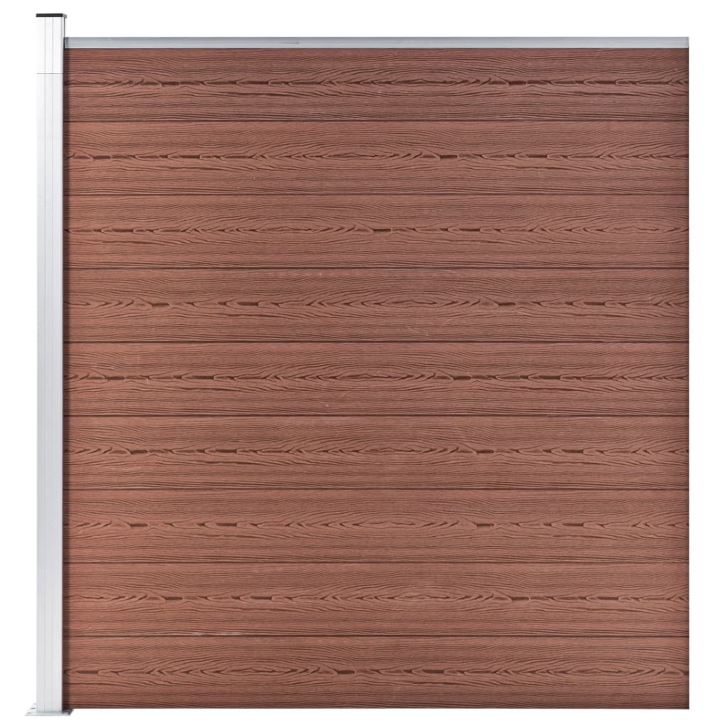 WPC Fence Set 8 Square + 1 Slanted 1484x186 cm Brown