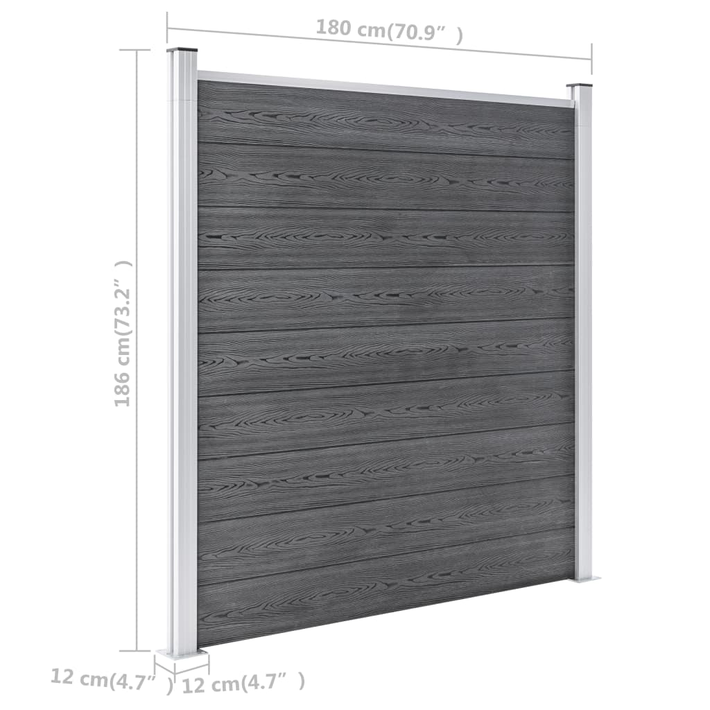 Garden Fence WPC 1737x186 cm Grey