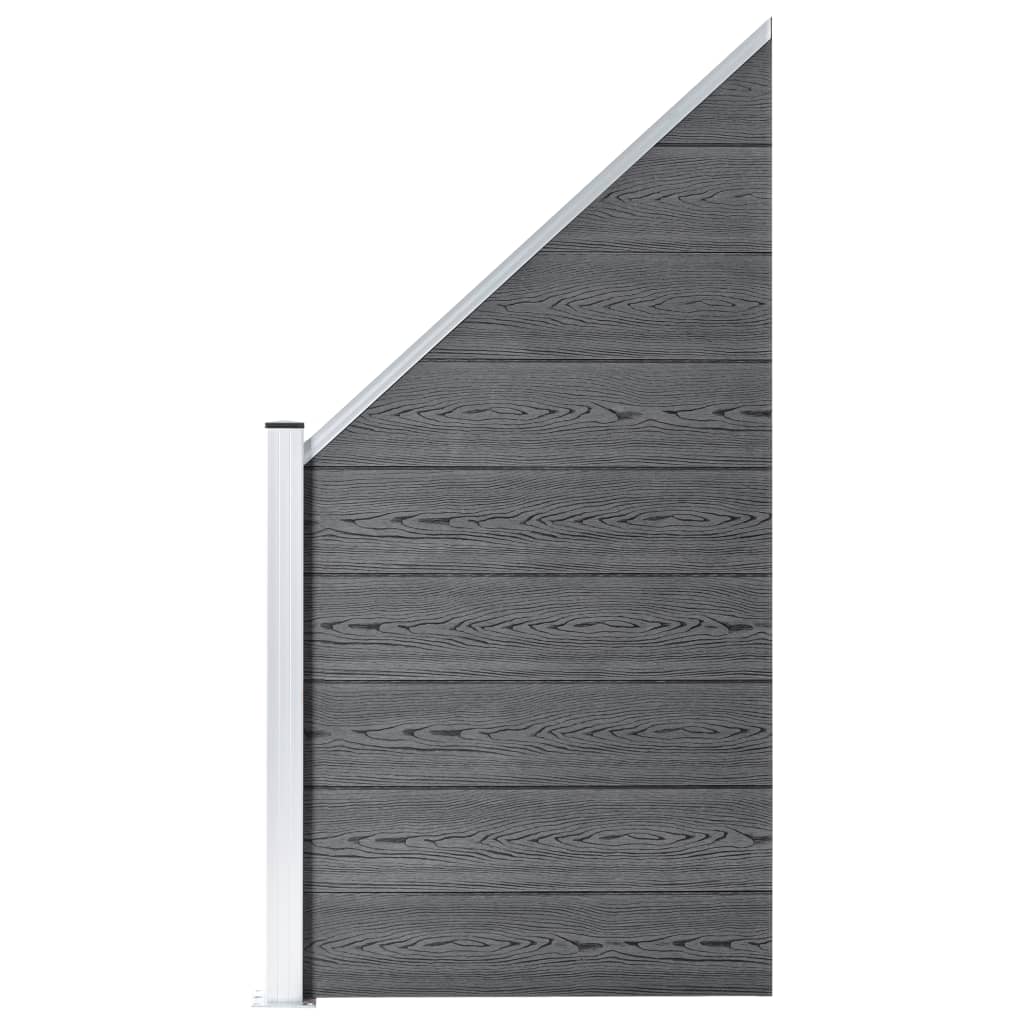 WPC Fence Set 2 Square + 1 Slanted 446x186 cm Grey