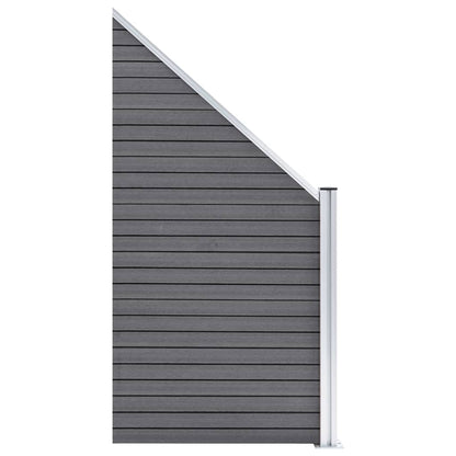 WPC Fence Set 3 Square + 1 Slanted 619x186 cm Grey