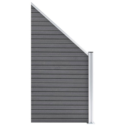 WPC Fence Set 4 Square + 1 Slanted 792x186 cm Grey