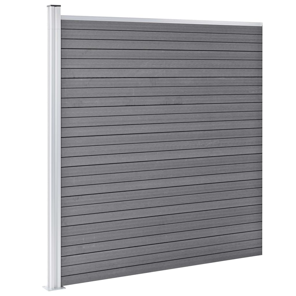 WPC Fence Set 5 Square + 1 Slanted 965x186 cm Grey