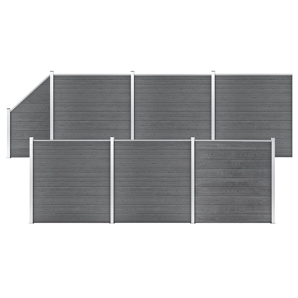 WPC Fence Set 6 Square + 1 Slanted 1138x186 cm Grey