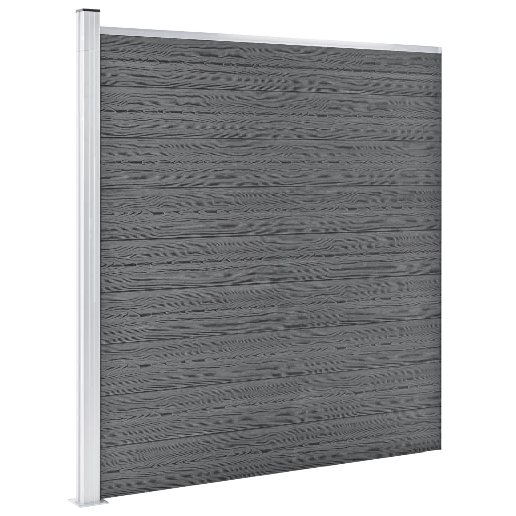 WPC Fence Set 6 Square + 1 Slanted 1138x186 cm Grey