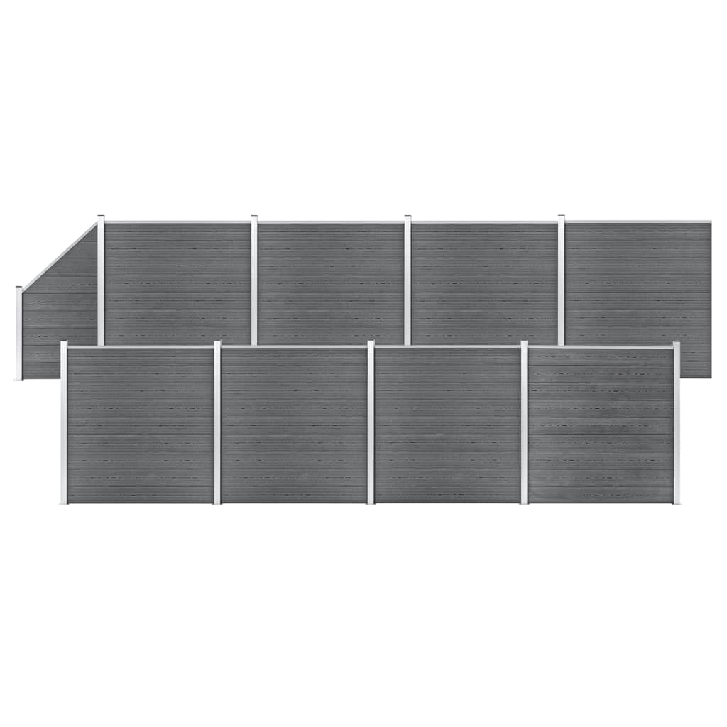 WPC Fence Set 8 Square + 1 Slanted 1484x186 cm Grey