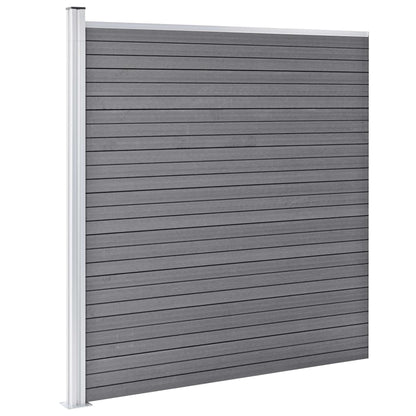 WPC Fence Set 8 Square + 1 Slanted 1484x186 cm Grey