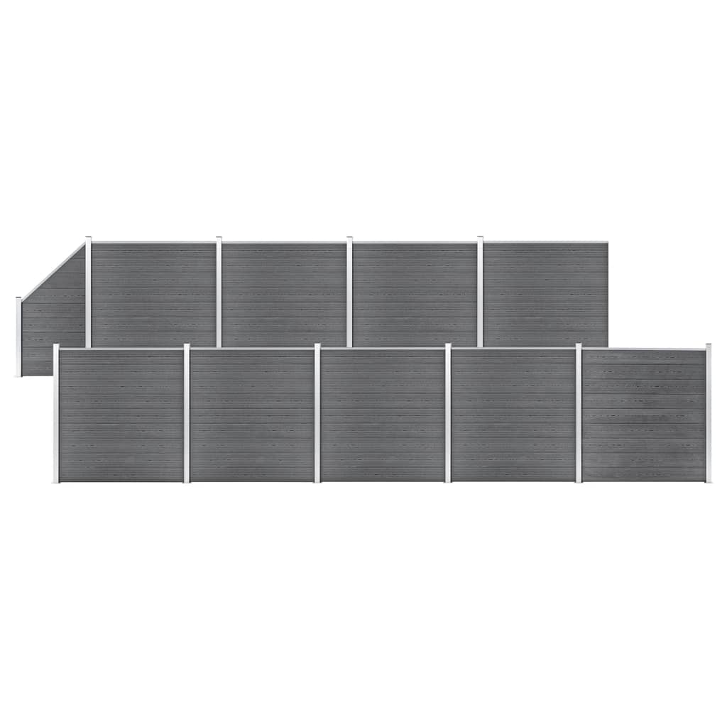 WPC Fence Set 9 Square + 1 Slanted 1657x186 cm Grey