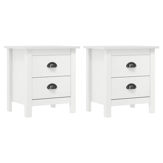Bedside Cabinet | Set of 2 | White | Solid pine wood | Medium