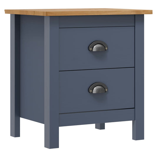 Bedside Cabinet | Set of 2 | Grey and Honey Brown | Solid Pine Wood