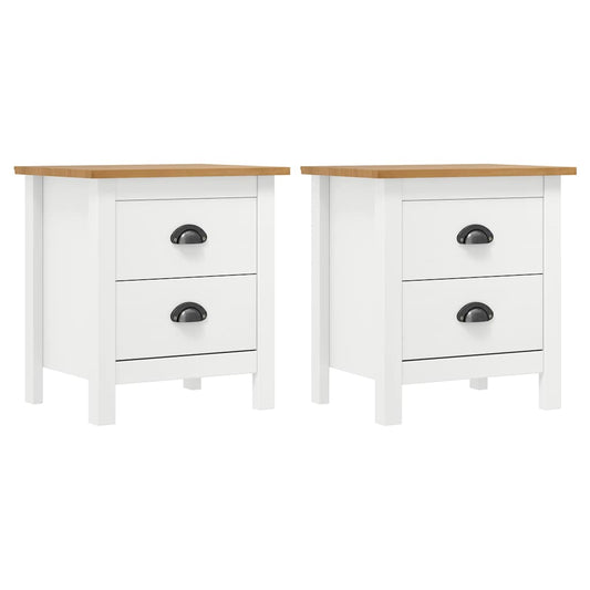 Bedside Cabinet | Set of 2 | White and Honey Brown | Solid Pine Wood