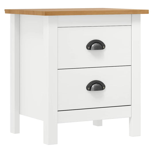 Bedside Cabinet | Set of 2 | White and Honey Brown | Solid Pine Wood