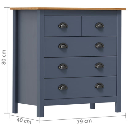 Sideboard Hill Grey 79x40x80 cm Solid Pine Wood