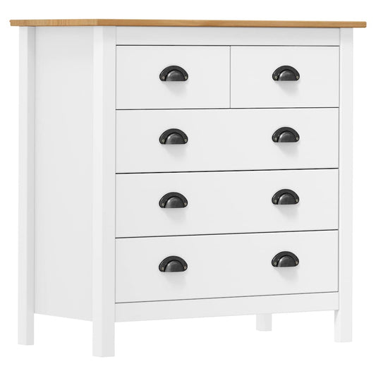 Sideboard | White and honey brown | Solid pine wood | 79x40x80 cm