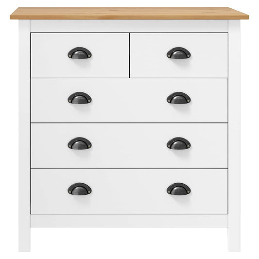 Sideboard | White and honey brown | Solid pine wood | 79x40x80 cm