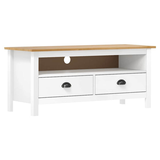TV Cabinet | White and Honey Brown | Solid Pine Wood | Compact