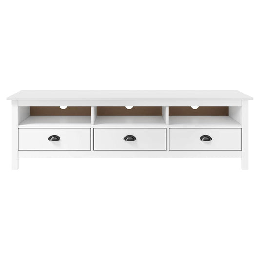 TV Cabinet Hill White 158x40x47 cm Solid Pine Wood