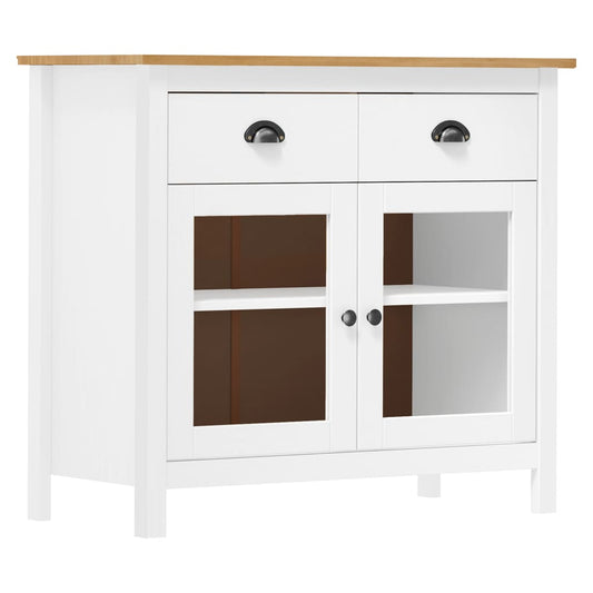 Sideboard | White and honey brown | Solid pine wood | Medium | Sideboard