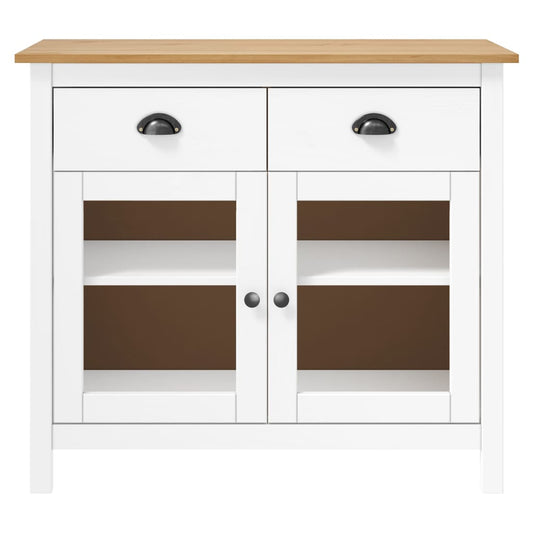 Sideboard | White and honey brown | Solid pine wood | Medium | Sideboard