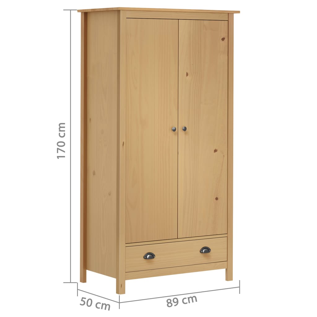 2-Door Wardrobe Hill 89x50x170 cm Solid Pine Wood