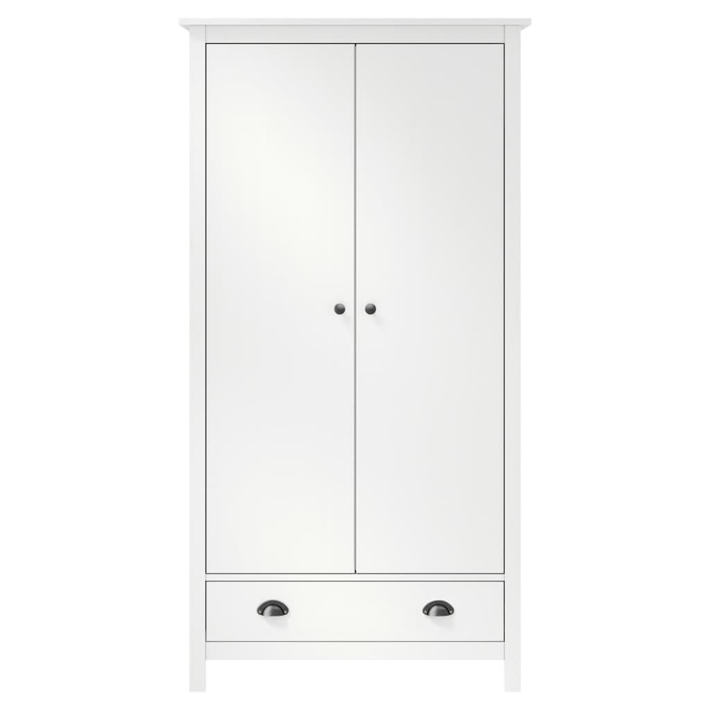 2-Door Wardrobe Hill White 89x50x170 cm Solid Pine Wood