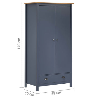 2-Door Wardrobe Hill Grey 89x50x170 cm Solid Pine Wood