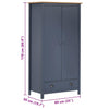 2-Door Wardrobe Hill Grey 89x50x170 cm Solid Pine Wood