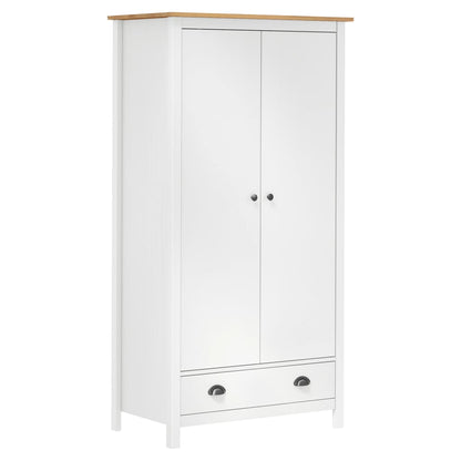 2-Door Wardrobe Hill White 89x50x170 cm Solid Pine Wood