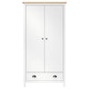 2-Door Wardrobe Hill White 89x50x170 cm Solid Pine Wood